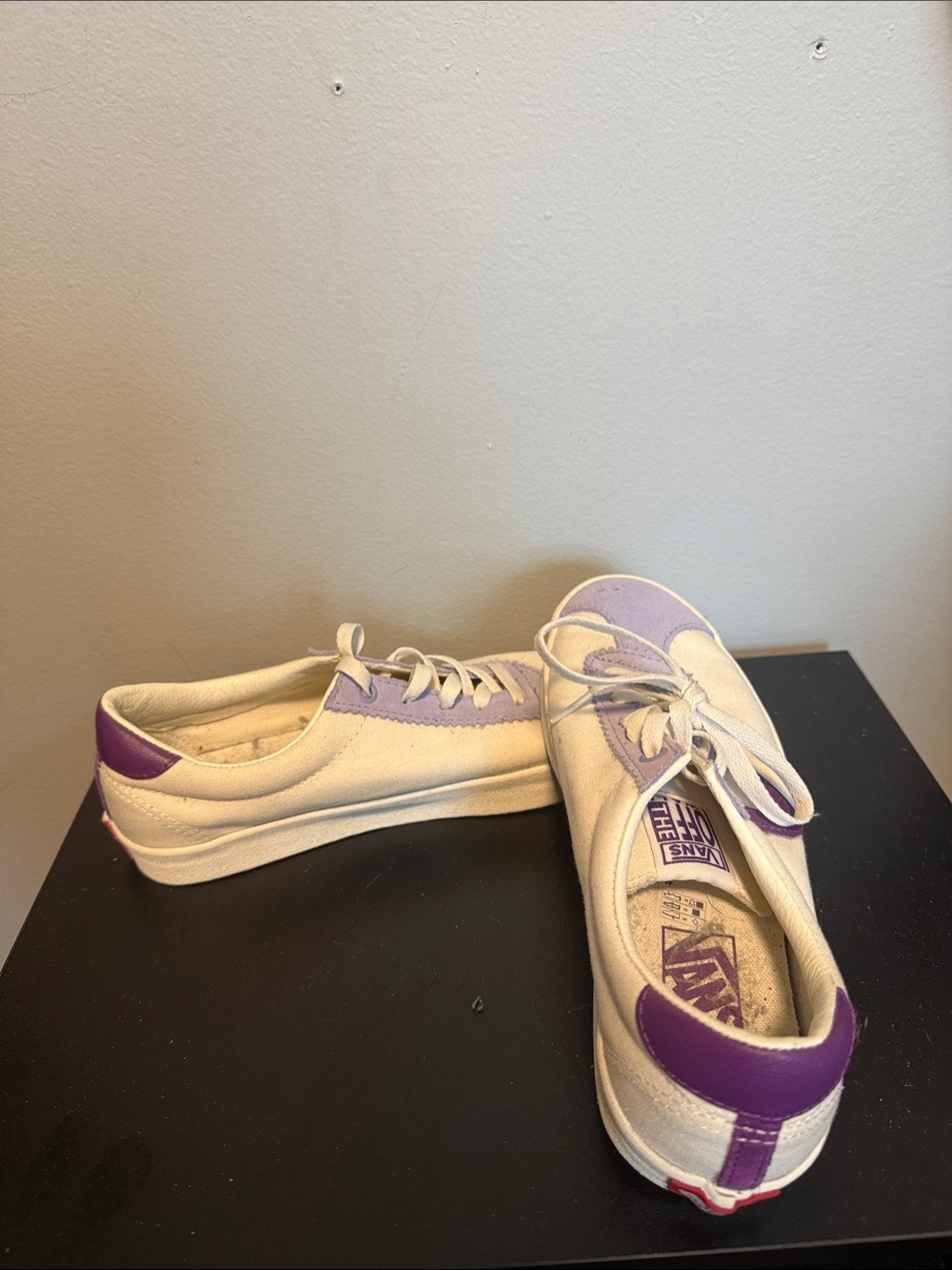 Vans White and Lavender Low-Top Sneakers